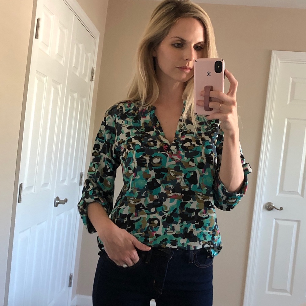 Multicolored Lace Back Blouse Size XS